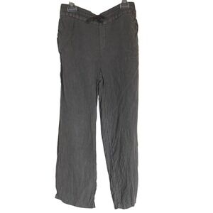 Artisian Womens Pull On Linen Gray Wide Leg Pants Size XL Classic Coastal Summer